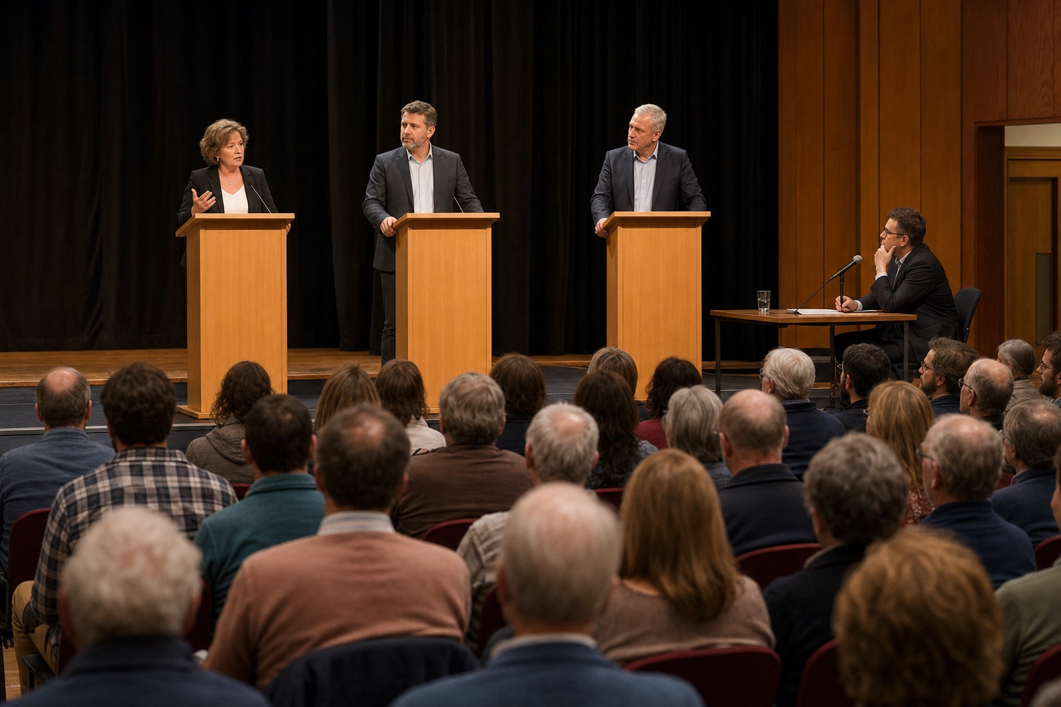 Podiumsdiskussion der Landratskandidaten vor vollem Saal